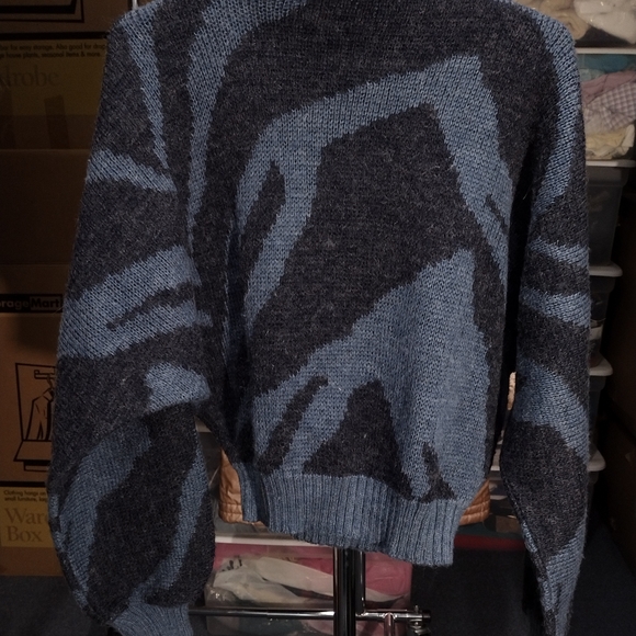 Woman's Blue and Gray Sweater - Picture 2 of 5